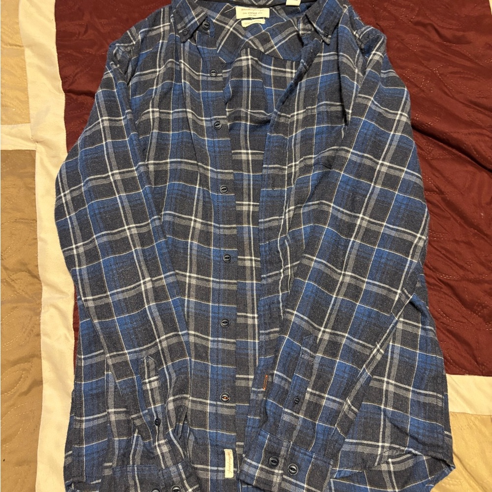 Weatherproof Navy and Gray Plaid Men's Shirt/Flannel Size- Small